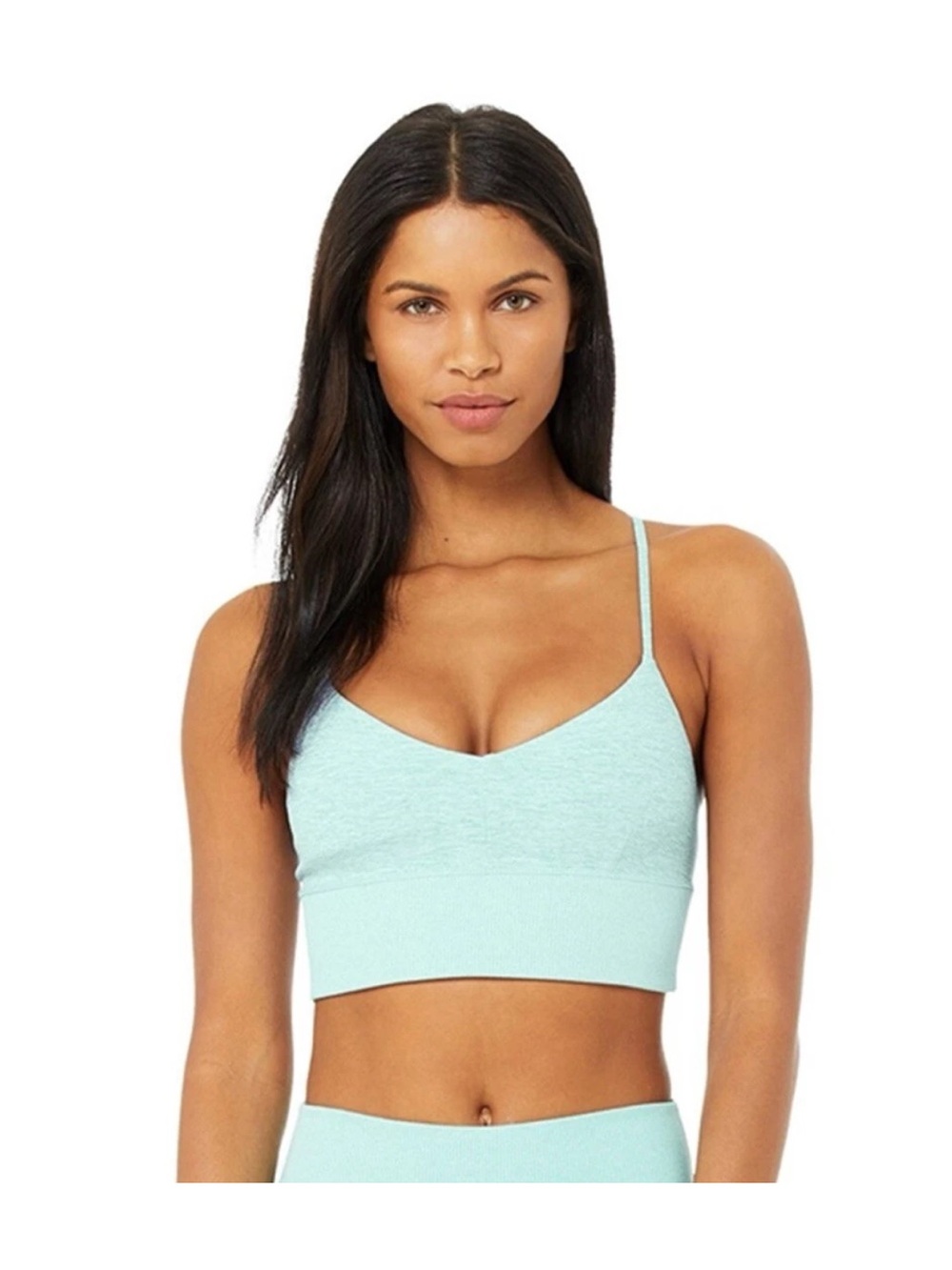 Alo Yoga Alosoft Lavish Bra in a vibrant blue quartz heather in size XS